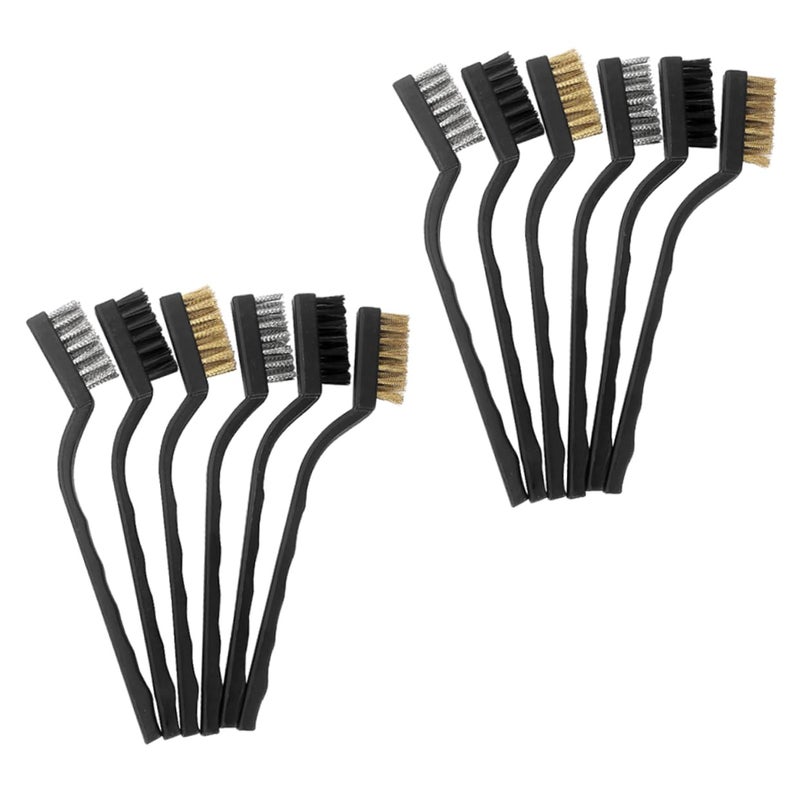12Pcs Heavy Duty Wire Brush Copper Stainless Steel Bristle for Rust Removal Welding Slag Cleaning - Image 1